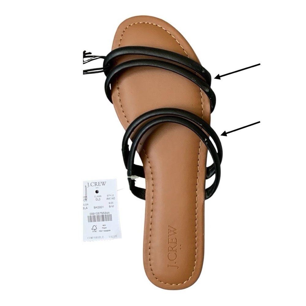 NWT J.Crew Seaside Slide Sandals Black Sz 8 AK140 - Picture 4 of 8